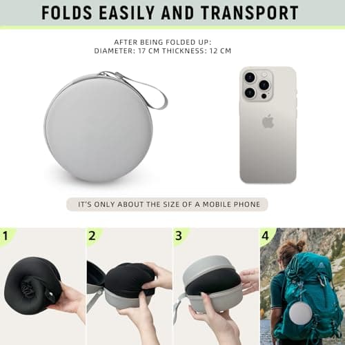 Petgulu Travel Pillow Memory Foam - Lightweight & Quick Pack Neck Pillow for Airplane Car, Neck Pillowt for Travel, Camping, Office & Home - with Storage Box — view 3