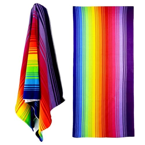 GEEZY Microfibre Beach Towel, Rainbow Design - Quick Drying, Lightweight, Sand-Free, Large & Durable, Summer Design - Beach Essentials for Travel, Holiday, Swimming, Sauna, Adults & Kids, 70x140cm