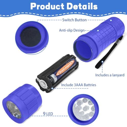 flintronic 6 Pack LED Small Torch, Mini Pocket Flashlight with 9 LEDs, Portable Torches with Lanyard, Super Bright, for Camping Hiking Outdoor Gifts, Batteries Included — view 3