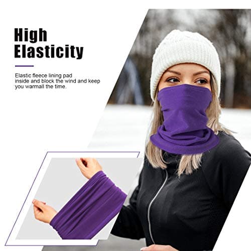 HEGCOIIE Neck Warmer Snood for Men & Women,Winter Neck Gaiter Fleece Bandana Face Covering Mask Windproof Neck Scarf Neckwear for Outdoor Sports Motorcycle Skiing Running Cycling (Purple) — view 2