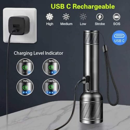 REHKITTZ Rechargeable LED Torches, [2 Pack], 2200 Lumens, Super Bright — view 4