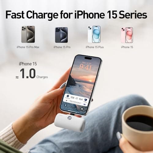 iWALK USB-C Portable Charger 4800mAh 20W Power Bank Small Fast Charging Battery Pack with LED Display Compatible with iPhone 16 Plus/16 Pro/16 Pro Max/15/iPad/AirPods Andriod Phone Samsung,White — view 3