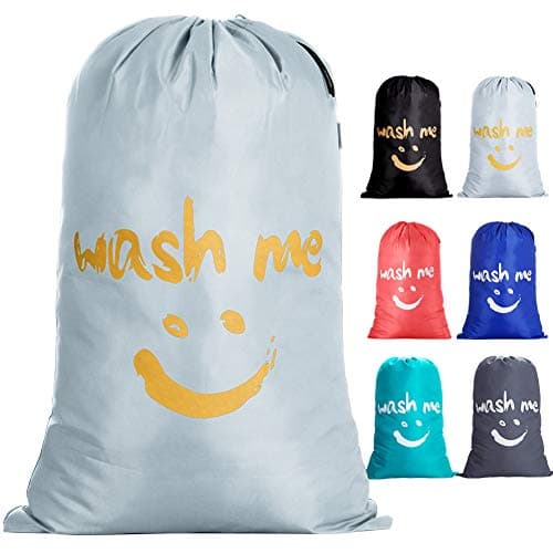 IHOMAGIC Large Travel Laundry Bag, Large Laundry Bag, Wash Me Storage Bag, Hand Washable, Lightweight Bag for Dirty Clothes 120L for Dorm Camp and Apartments Travel, Silver