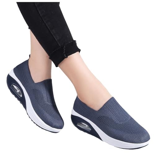 Running Trainers Womens Red Trainers Womens Summer Fashion Solid Color Flying Woven Non Slip Soft Sole Mesh Surface Travel Walking Covered Feet Shoes Gym Sneaker — view 4