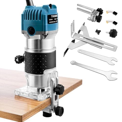 Trintion 1/4" Electric Hand Trimmer 30000RPM Wood Trimmer Palm Router Power Routers Tool for Wood/Laminate Flooring(Blue)