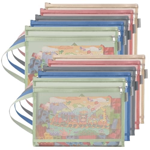 10 PCS 𝐓𝐨𝐲 Storage Bags with Zipper, Colored Mesh Double-Layer Storage