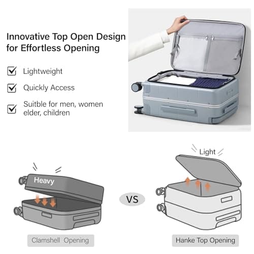 Hanke 【New Arrival Luggage Suitcase with Wide Handle, Checked-Medium 24-Inch, Central Aluminum Frame Hardside Luggage With Wide Handle — view 2