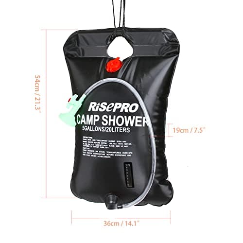 RISEPRO 5 gallons 20L Solar Shower Bag Heating Camping Shower Bag Temperature Indicator Hot Water Hiking Climbing — view 3