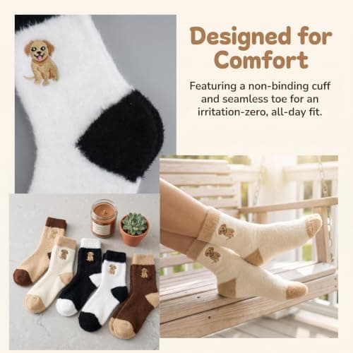 Fluffy Socks Womens 4-7,Women's Fuzzy Warm Comfy Winter Womans Fleece Thick Snuggly Sleep Soft Christmas Animal Bedsocks Gifts Set for Girls Ladies Mum Her, Cute Cosy Bed Thermal Socks for Women — view 4