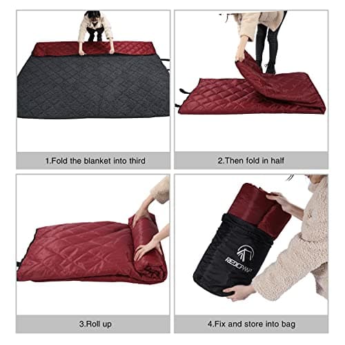 REDCAMP Waterproof Blanket with Sherpa Lining, 200x150cm， Red Wine — view 6