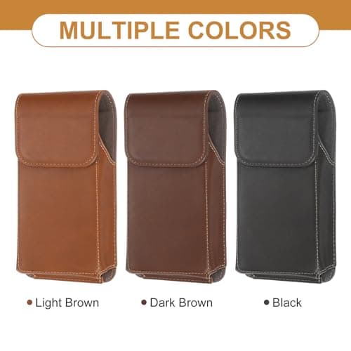 PATIKIL Phone Holder Belt Case, 6.7 Inch PU Leather Pouch Men's Waist Bell Clip Cases with Belt Clip for Universal Mobile Phone Outdoor Sport Travel, Black — view 5