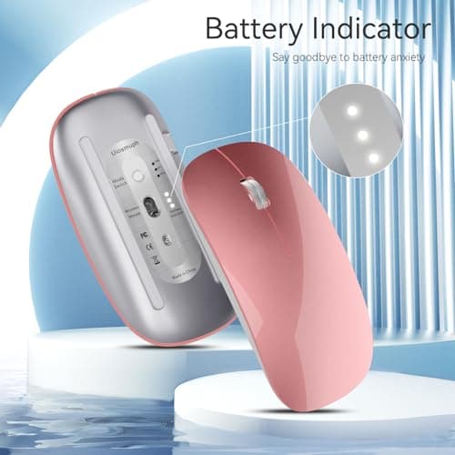 Uiosmuph Bluetooth Mouse,USB C Rechargeable Wireless Mouse,Silent,Rose Gold — view 2