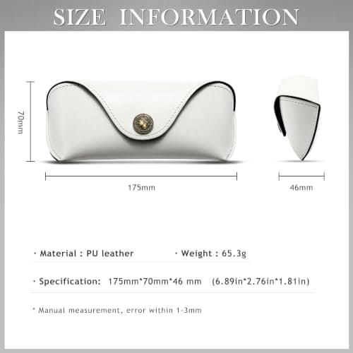 SUNGAIT Vegan Leather Glasses Case Portable Sunglasses Holder Hard Shell Slim Design Travel-Ready (White) — view 6