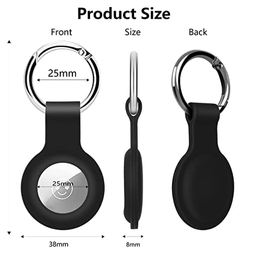 4 Pack KOKOKA Protective Case Compatible with Airtag, Airtag Case Cover Tracker Holder Keyring Silicone Case with Keychain for Keys Bags Luggage Dog Cat Pet Collar, Black and Lavender — view 5