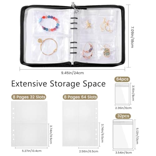 Emibele Travel Jewelry Organizer Case Large Capacity Jewelry Storage Binder — view 4