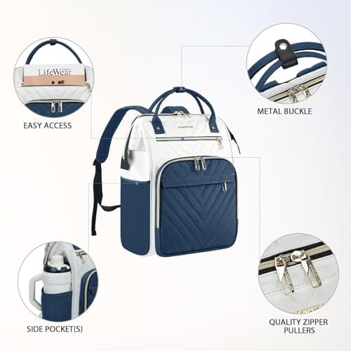VANKEAN Laptop Backpack Women, 15.6" Computer Backpacks College Work Blue — view 5
