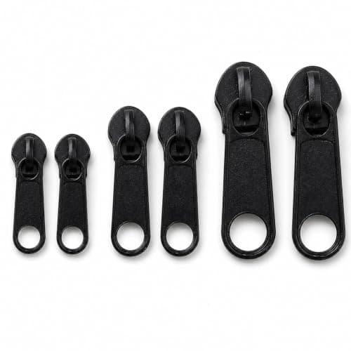 6PCS Zipper Repair Kit Zip Puller Replacement Set 3 Sizes Instant Zippers Rescue Fix for #3#5#8 Zipper Luggage, Backpacks, Jackets, Jeans, Extension & Fixing Black No Tools Needed Multipack
