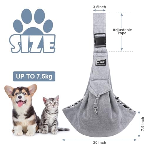 Adiwo Puppy Carrier - Reversible Hands-free Dog Carry Sling for Small & Medium Dogs & Cats, Soft & Comfortable, Adjustable Dog Carrier Bag Shoulder Tote for Outdoor Walking, Travel & Shopping — view 2
