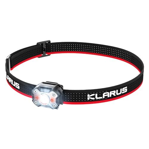 klarus HM3 Head Torch,670 Lumens Mini Headlamp with Warning Red Light, 180°Adjustable Shoulder Lamp and Clip Lamp, Suitable for Camping, Fishing, Dog Walking, Home Use