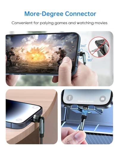 Kuulaa 360°& 180° Magnetic Charging Cable 3-in-1 Data Transfer Phone Charger Cable 3A USB C for iPhone/Samsung/Micro USB Devices, 1M — view 5