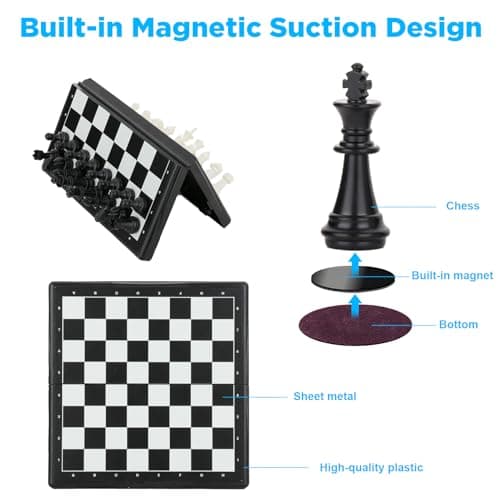 Magnetic Travel Chess Set, Folding Chess Board for Adults(17.5x17.5cm) — view 3