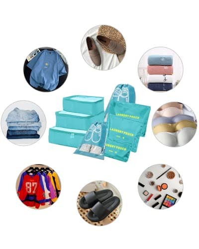 BillyBath Suitcase Organiser Travel Garment Bags, 8-in-1 Case Organiser Set, Packing Cubes, Suitcase Organiser, Packing Bags, Travel Luggage, for Clothes, Shoes, Underwear, Cosmetics — view 2