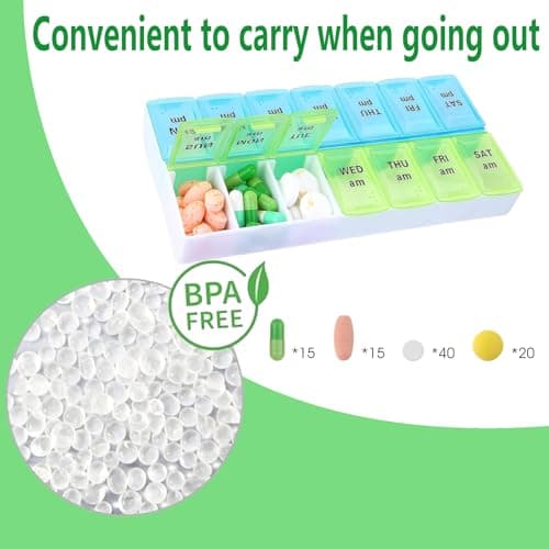 JIIJCAAC 7-Day Pill Box - Pill Boxes 7 Day 2 Times A Day-Daily Medication — view 3