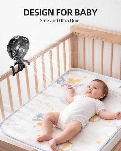 OGAJO Portable Pram Fan Rechargeable Clip-On Fan Personal USB Desk Fans — view 6