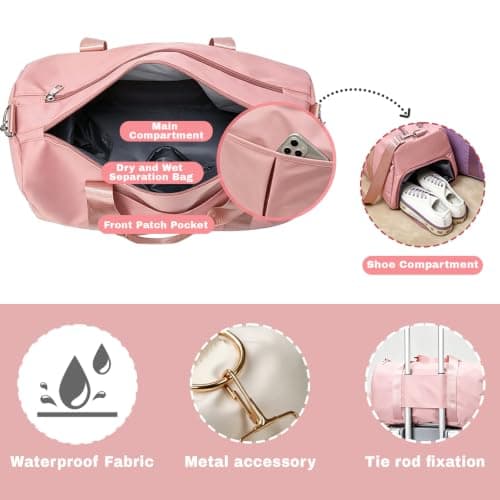 Personalized Duffel Bag with Embroidered Name, Custom Travel Gym Bag with Shoe Compartment & Wet Dry Pocket, Large Overnight Weekend Bag for Women Men — view 4