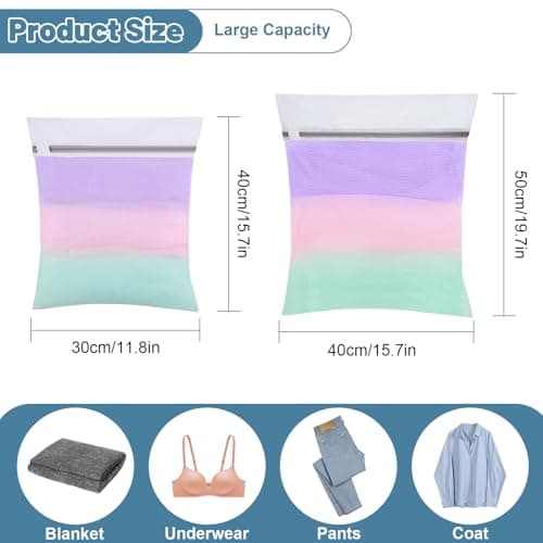 6 Pack Mesh Laundry Bags for Delicates, Mesh Zipped Wash Bags Set, M+S — view 2