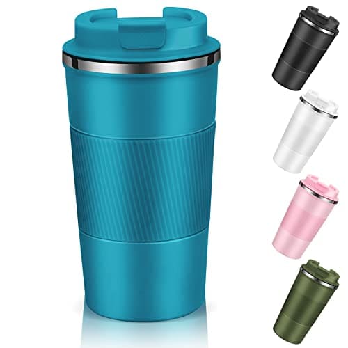 Dycietx Travel Mug with Leakproof Lid, Insulated Reusable Coffee for Hot&Cold Drinks/Tea, Portable Stainless Steel Thermal Takeaway Cup Car/Outdoor/Picnic/ Office/School (510ml Blue), CM03RD