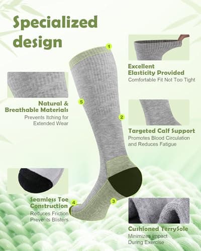 SukModen Bamboo Compression Socks for Women & Men, 2 Pairs, 15–20mmHg — view 4