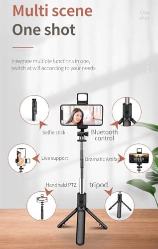 XIHAMA Selfie Stick with Light,3 in 1 Extendable 360° Rotation Phone Tripod Stand with Detachable Wireless Remote,Portable CellPhone Holder Compatible with iPhone 16/Galaxy/Huawei/LG(Pink+Light) — view 3