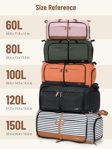 Lekesky Large Foldable Travel Duffe Bag - 80L Waterproof Holdall Luggage Bag with Shoes Compartment, Weekend Overnight Sports Bag for Women and Men(Green, 72 * 33 * 34cm) — view 6