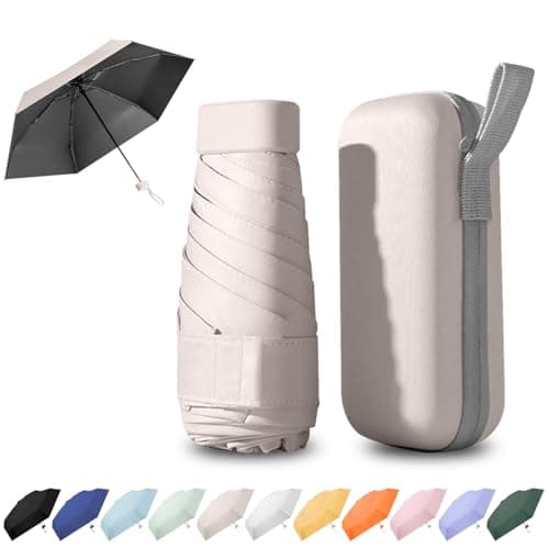 Ancuioyz Umbrella Mini - Portable Compact for Women & Men, Lightweight for Rain or Shine, Travel-Friendly Sun Protection (Phoenix beige)