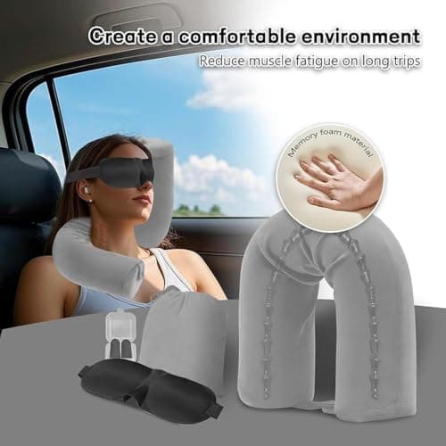 dijiusidy U Shaped Travel Pillow Memory Foam,light gray,66 * 11 * 11 — view 4