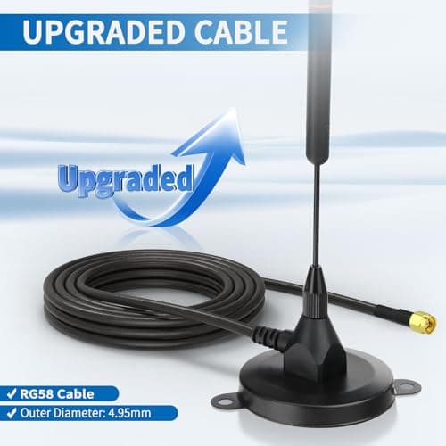 Bingfu 4G LTE MIMO Antenna 10dBi SMA Male with Magnetic Base, 3Meter Cable — view 3