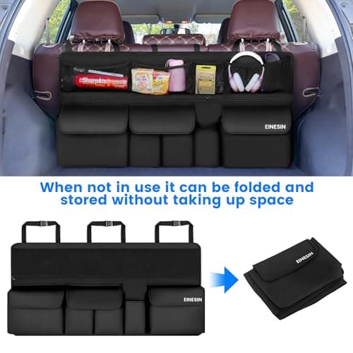 Einesin Car Boot Organiser - Super Capacity Enlarged 9 Pockets, Multi-Pocket Children's Travel Storage with Enhanced Magic-Stick, Car Boot Bag — view 4
