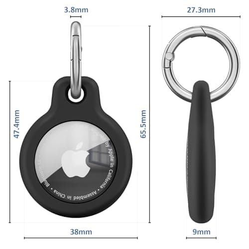 Air Tag Holder Air Tag Silicone Case, with Keychain, TPU Case for Air Tags Keyring for Keys, Bags, Luggage, Pet Collar, Anti-Lost and Scratch-Resistant, Fully Covered (Black) — view 4