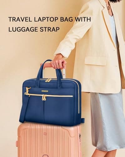 Ferkurn Laptop Bag Case for Women Men Briefcase Messenger Computer Bag with Shoulder Compatible with Macbook Pro/Air, HP Pavilion, XPS, Ideapad, ASUS, Acer, Samsung, Blue, 15 15.6 16 Inch — view 4