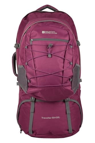 Mountain Warehouse Traveller 60L + 20L Travel Backpack Purple RWF
