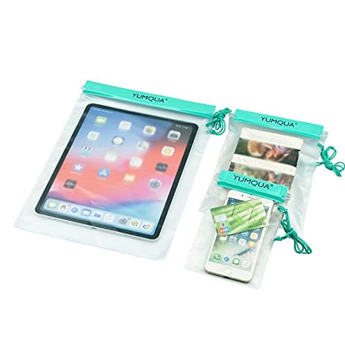 YUMQUA Waterproof Bag, Waterproof Pouch Dry Bag for Document Map Camera Tablet Phone Holder, Set of 3, Teal