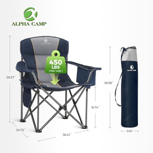 ALPHA CAMP Camping Chairs for Adults Camping Chairs for Heavy People, Blue — view 2