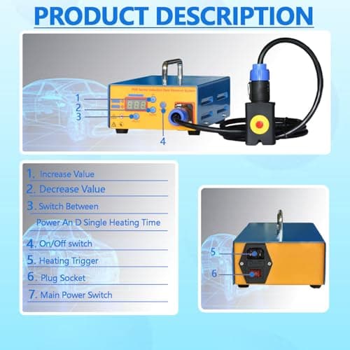 GLBMXDD Car Paintless Dent Box Repair, 1380W Magnetic Induction Auto Body Removal Machine,Pro PDR Induction Heater Machine with Suitcase, Auto Dent Repair Kit — view 3
