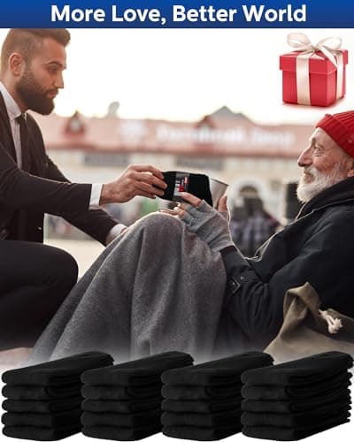Toulite 60 Pairs Mens and Womens Thermal Winter Socks Bulk Warm Thick Cozy Boot Socks Pack Winter Hiking Socks Men Heavy Duty Cold Weather Socks Bulk Socks for Homeless Care, Black, One Size — view 6