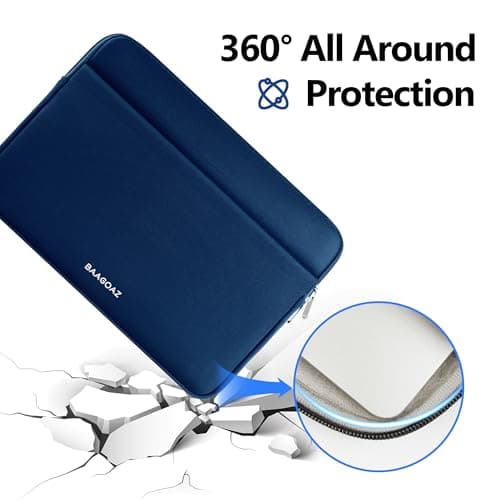 BAAGOAZ Laptop Sleeve 14 Inch Protective Case with Front Pocket, Navy Blue — view 4