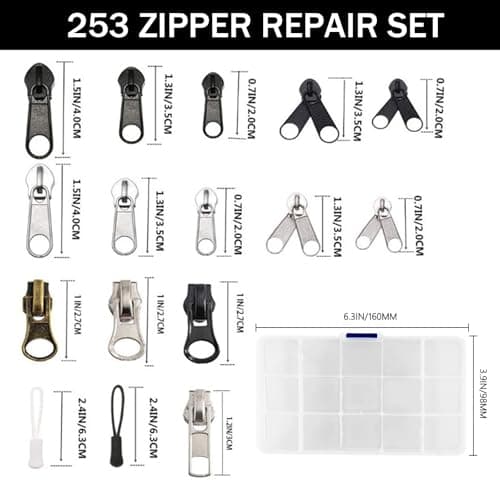 Nymora Zipper Repair Kit, Zip Replacement & Zip Fixer - 253-Piece Replacement Zip Set for Sleeping Bags, Tents, Coats, Luggage, Backpacks — view 2