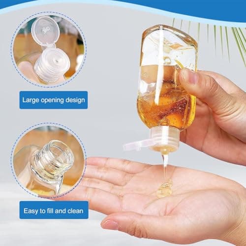 Plomveriq 6Pcs Travel Bottles for Toiletries with Labels, 100ml Reusable Leakproof Travel Size Containers with Flip Cap, Portable Clear Bottles for Toiletries, Soap, Shampoo, and Conditioner — view 4