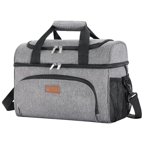 Lifewit 23L Insulated Cooler Bag, Double Compartment Refrigerant Bag, Grey