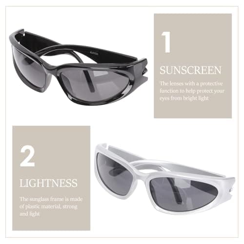 KALLORY 3pcs Sports Sunglasses Set for Men Women, Plastic Frame Fitness Eyewear with Black, Silver Mirror and Grey Lenses, Stylish Travel and Party Sunglasses — view 3